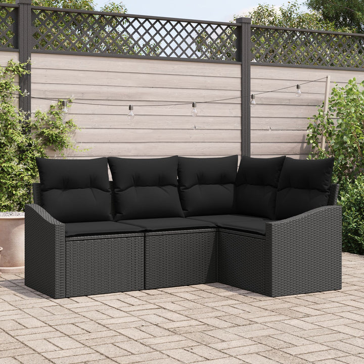 Havesofa Sæt Sæt af 4 Sort Rattan, Polyester, Stål