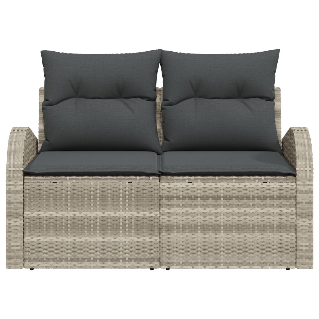 2-Personers Have Sofa med Opbevaring & Hynder Lysegrå Poly Rattan
