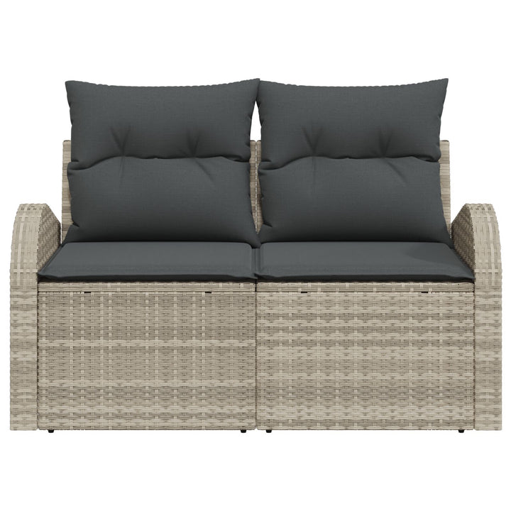 2-Personers Have Sofa med Opbevaring & Hynder Lysegrå Poly Rattan