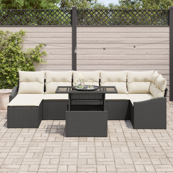 Have Sofa Sæt Sæt af 8 Beige, Sort Rattan, Polyester, Metal