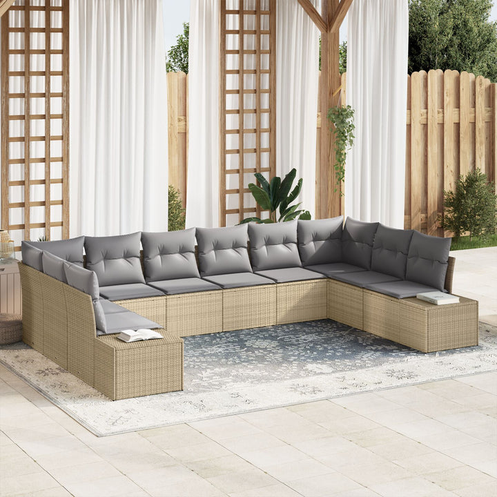10-delt have sofa sæt med puder Beige Poly Rattan