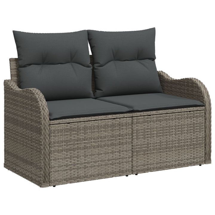 2-personers have sofa med opbevaring og puder grå poly rattan