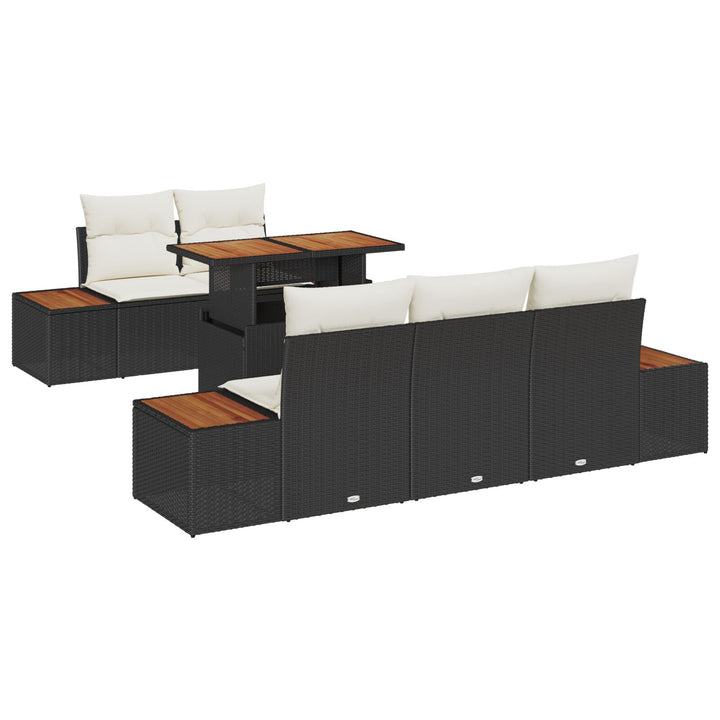 Have Sofa Sæt Sæt af 6 Sort, Brun Rattan, Træ, Polyester
