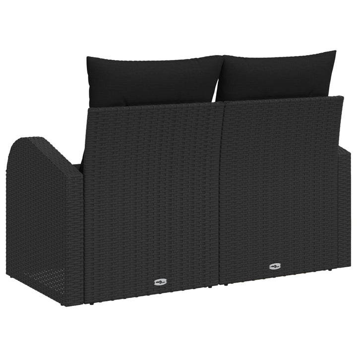 2-personers havensofa med opbevaring & puder sort polyrattan