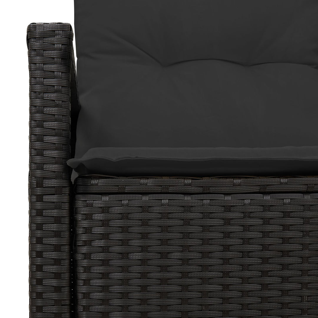 2-personers havnesofa med opbevaring og puder sort poly rattan