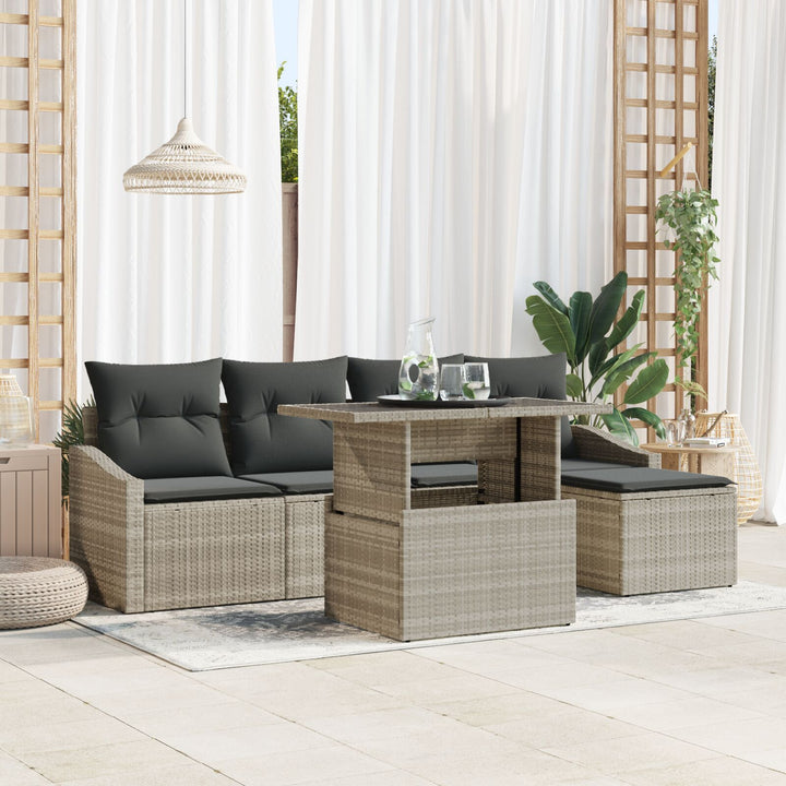 Have Sofa Sæt 6 dele Beige Poly Rattan Have Sofa Sæt