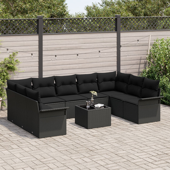10 Stykke Have Sofa Sæt med Puder Beige Poly Rattan