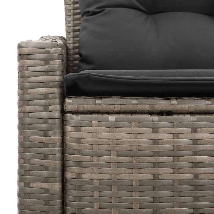 2-personers Have Sofa med Opbevaring & Puder Grå Poly Rattan