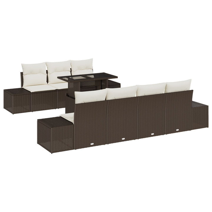 Have Sofa Sæt Sæt af 8 Brun, Cremefarvet Rattan, Polyester