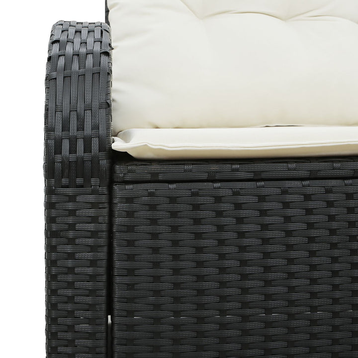 2-Personers Have Sofa med Opbevaring & Puder Sort Poly Rattan