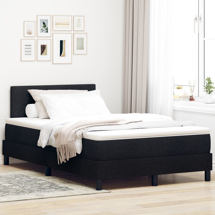 Sengestel med madras Sort og hvid Stof 120 x 200 cm Sengemadras