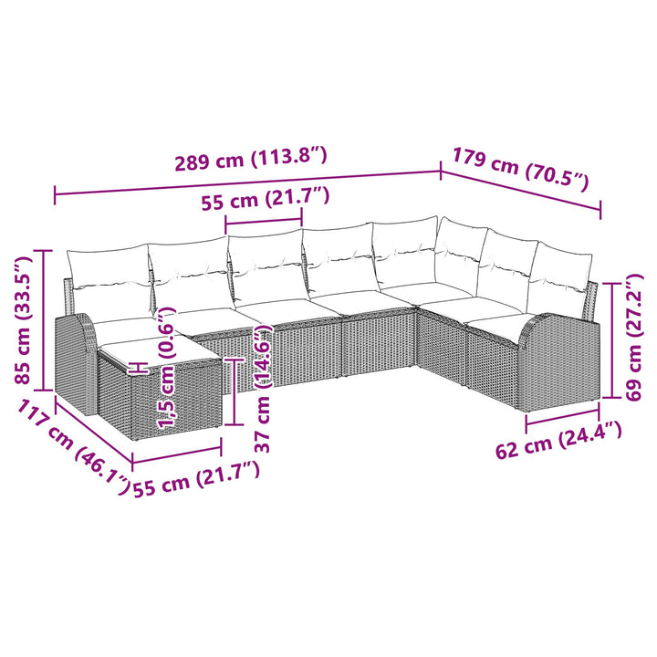 Have Sofa Sæt Sæt af 8 Beige Rattan, Polyester Have Sofa