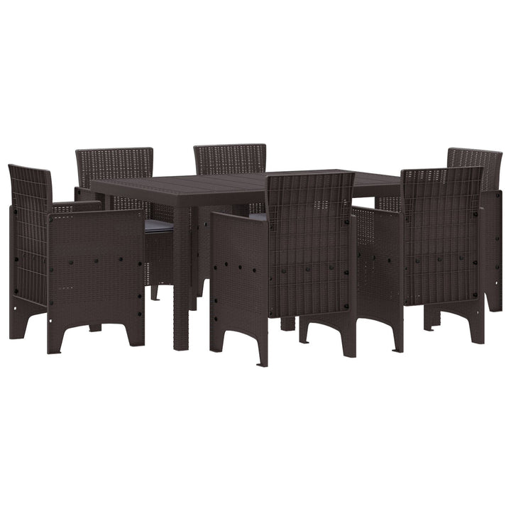 7 Stk Have Spisestue med Puder Brun Poly Rattan