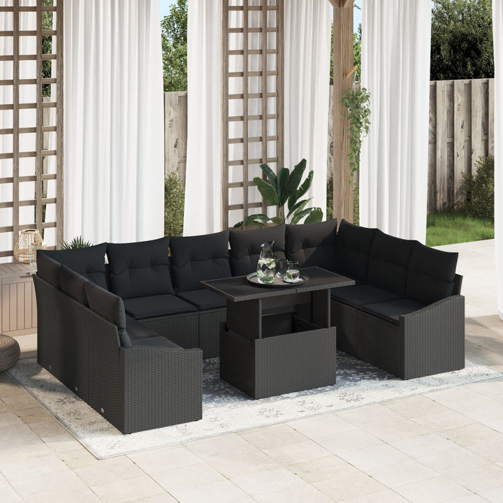 Have Sofa Sæt 10 Deler Sort Rattan Moderne