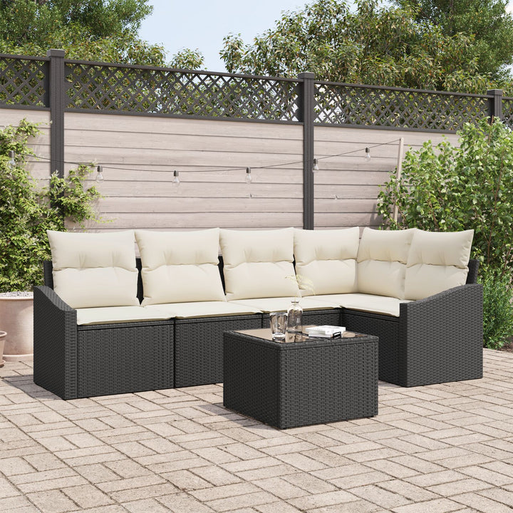 Have Sofa Sæt Sæt af 6 Beige, Kaffe PE Rattan, Stål, Polyester