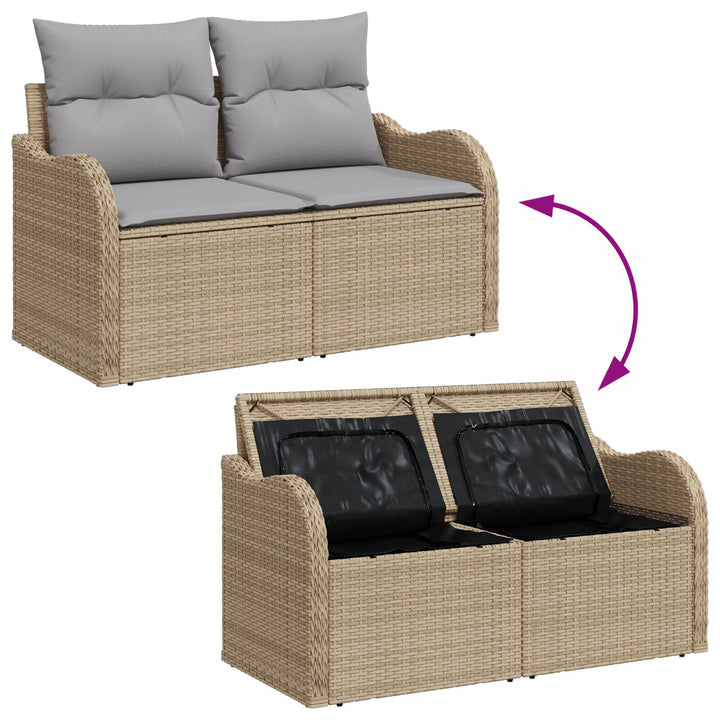 2-personers have sofa med opbevaring og puder beige poly rattan
