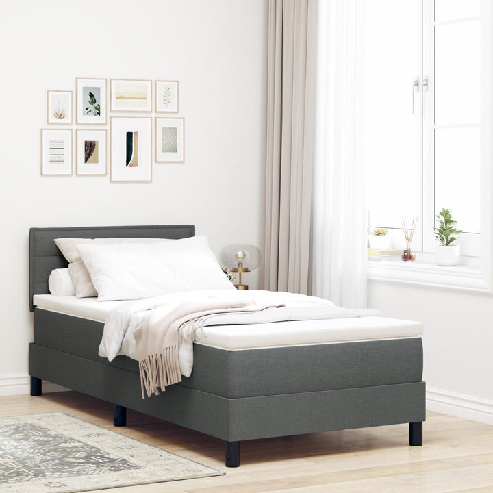 Sengestel med Madras Grå Stof 100 x 200 cm Box Spring Seng