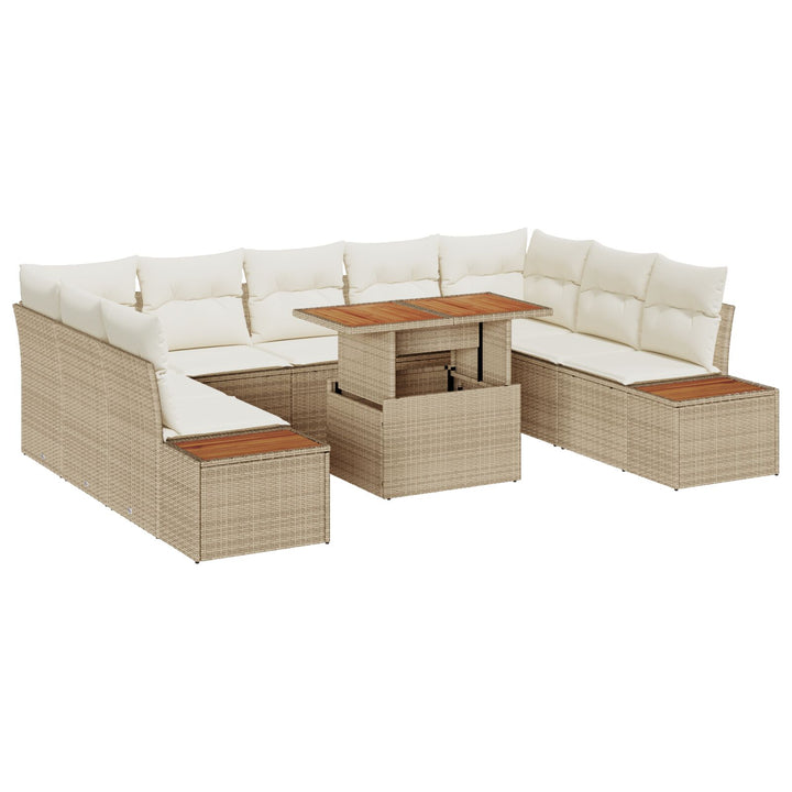 Have Sofa Sæt Sæt af 6 Beige Rattan Havemøbler Rektangulær