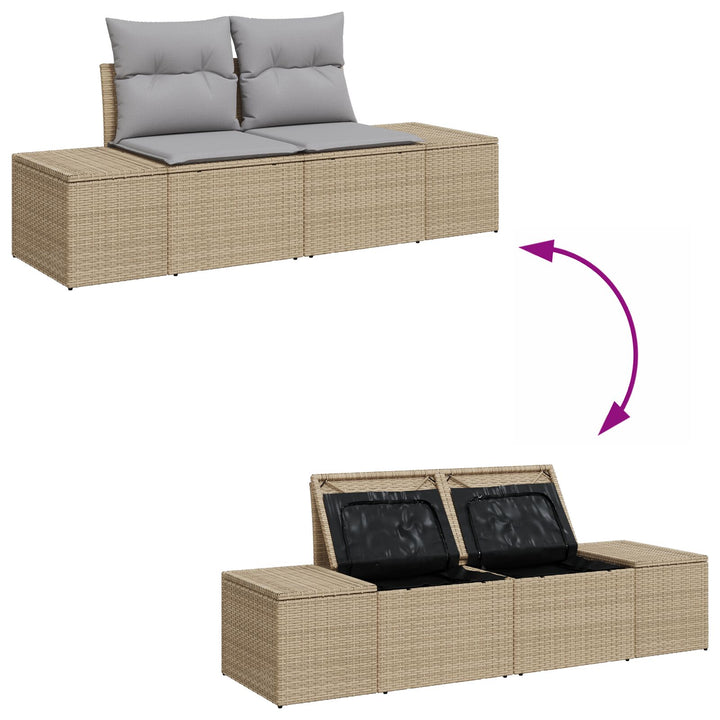 Have Sofa Sæt Sæt af 9 Grå, Beige Poly Rattan Have Sofa Sæt