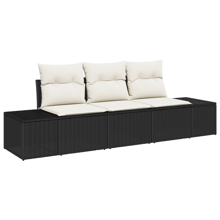 3-delt have sofa sæt med puder sort poly rattan