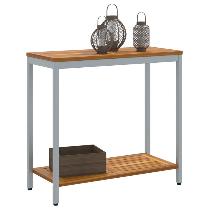 Udendørsbord Naturlig&Grå 35x80x75 cm Massivt Træ og Stål