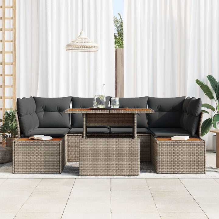 Have Sofa Sæt Sæt af 6 Grå Rattan Udendørs Spisesæt Rektangulær
