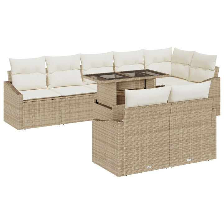 9-delt havensofa sæt med puder beige poly rattan