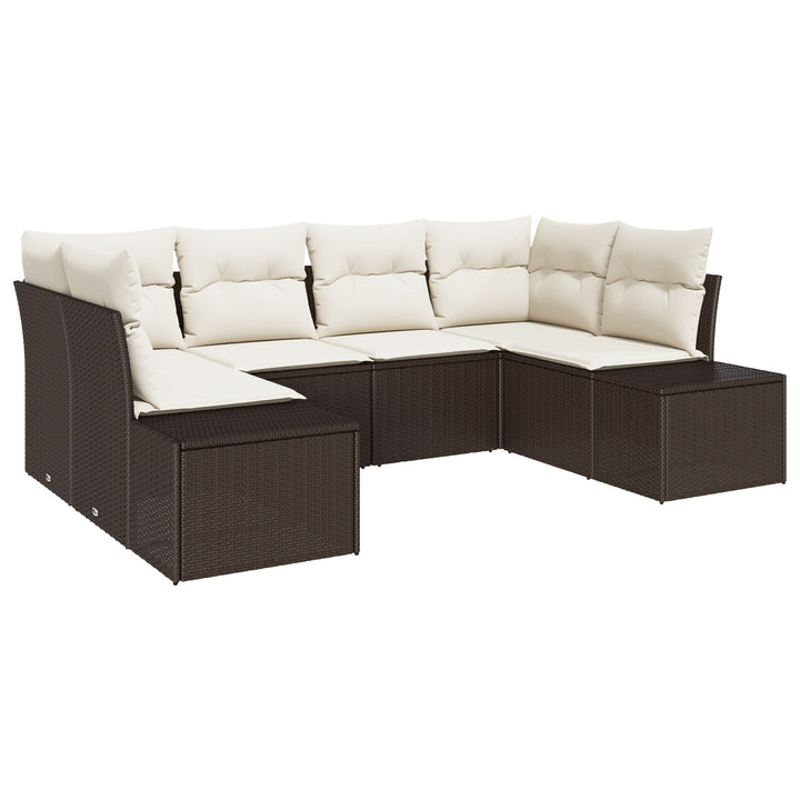 have sofa sæt Sæt af 6 Brun og creme Rattan, polyester, skum