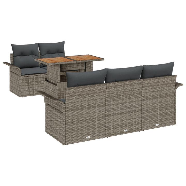 Have Sofa Sæt 6 Delers Grå Poly Rattan Have Sofa Stol