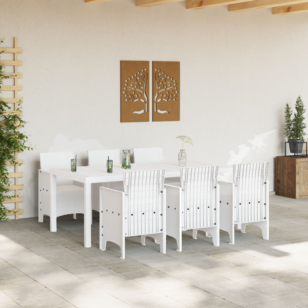 7 Deles Havemøbel Sæt Hvid Polyrattan