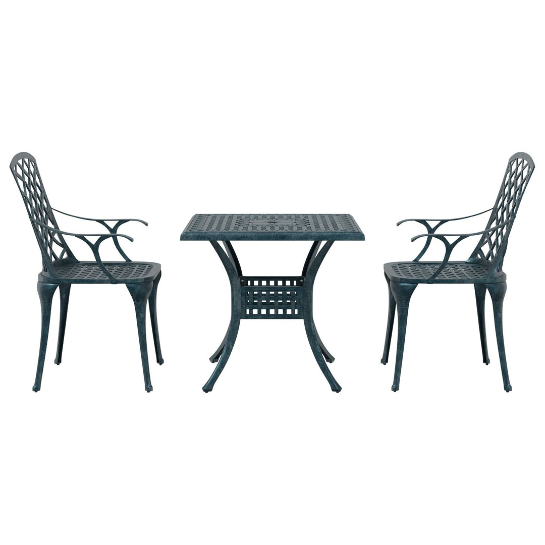 5-delt udendørs spisebordssæt 80x80x72 støbt aluminium