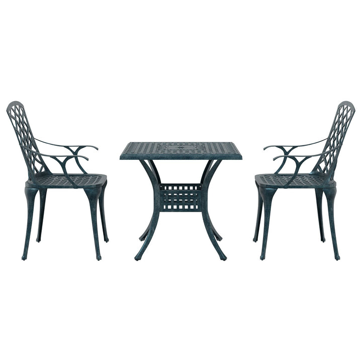 5-delt udendørs spisebordssæt 80x80x72 støbt aluminium
