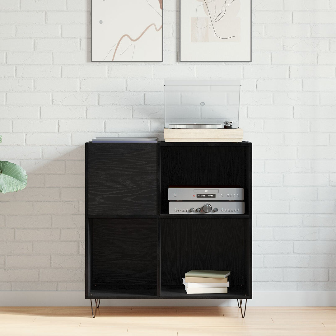 Medieskab Sort egetræ 84,5x38x90 cm Konstrueret træ