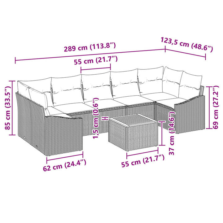 Havensofa sæt Sæt af 8 Sort Rattan og træ Havensofa sæt