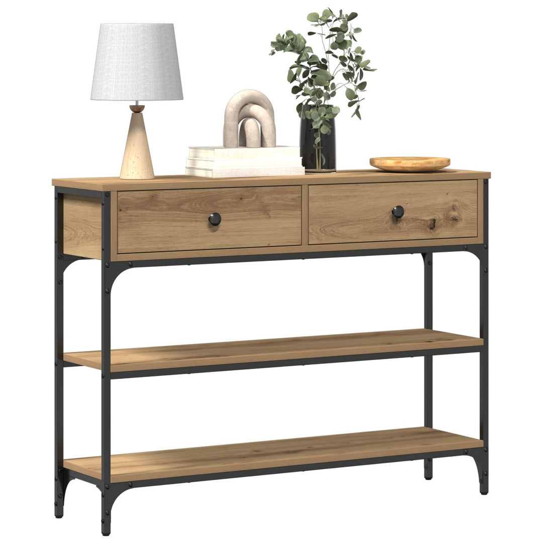 Konsolbord Artisan Egetræ 100x25x75 cm Konstrukteret Træ & Stål