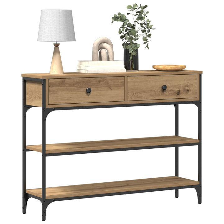 Konsolbord Artisan Egetræ 100x25x75 cm Konstrukteret Træ & Stål