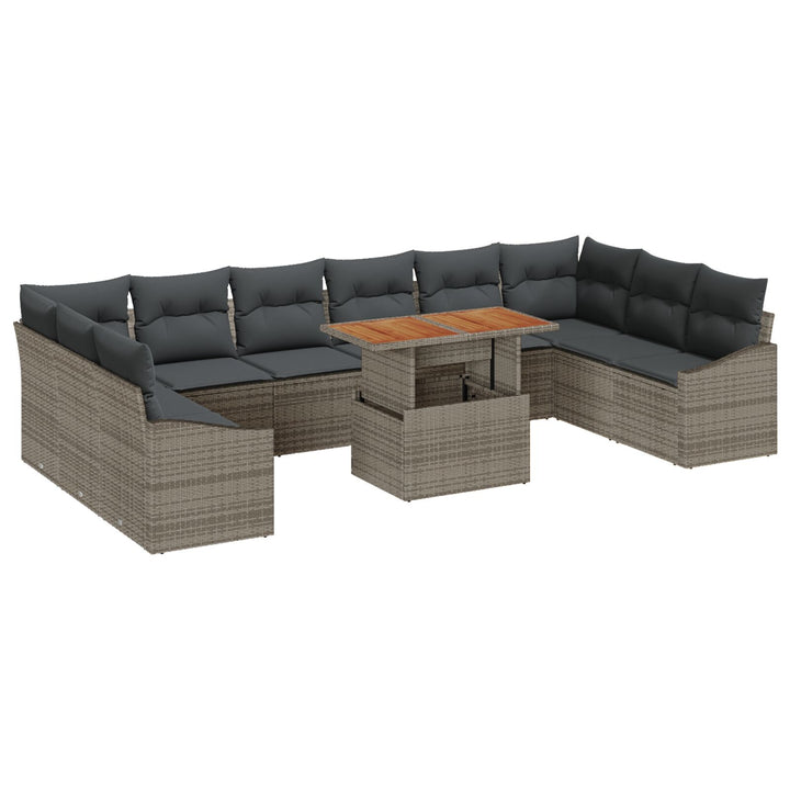 11 dele have sofa sæt med puder grå poly rattan