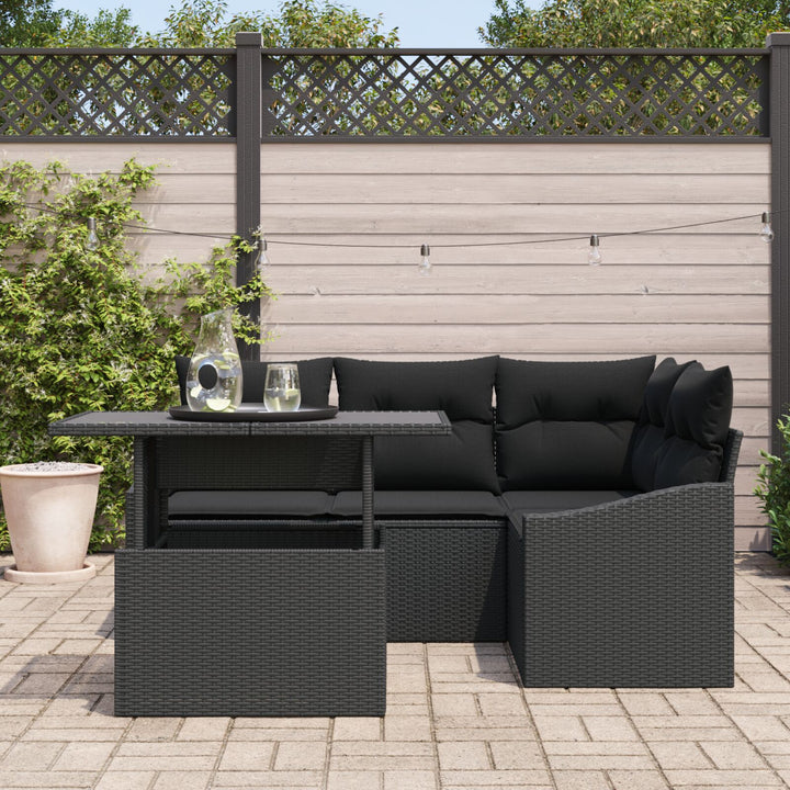 Have Sofa Sæt 5 Dele Sort Rattan Hjørnesofa Rektangulær