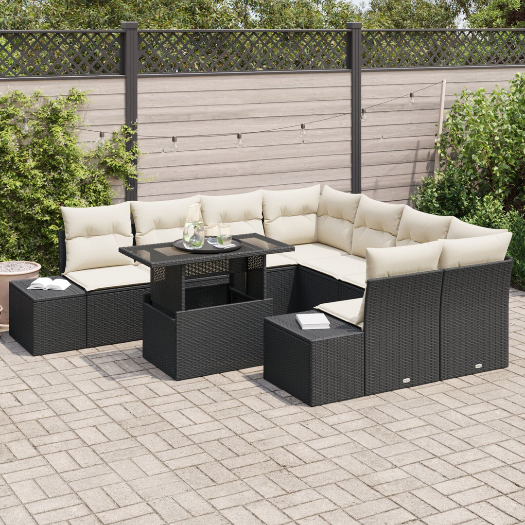 Have Sofa Sæt 9 Delt Beige Rattan Udendørs Sofa Sæt Rektangulær