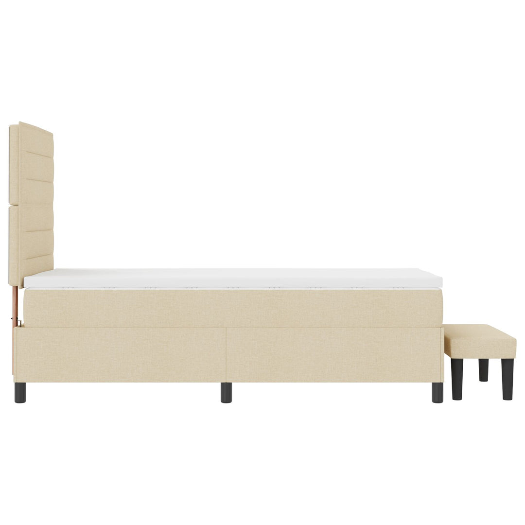 Boksseng med madras og bænk Creme 90x190 cm Stof