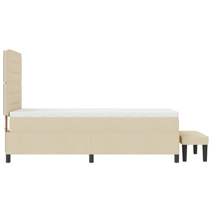 Boksseng med madras og bænk Creme 90x190 cm Stof