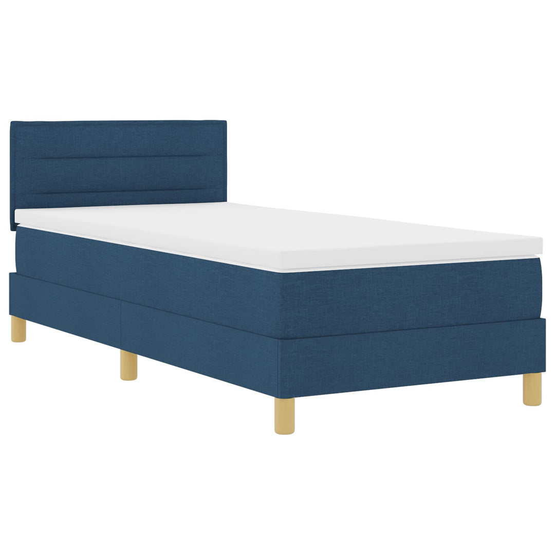 Blå Box Spring Seng med Madras 90x190 cm Stof