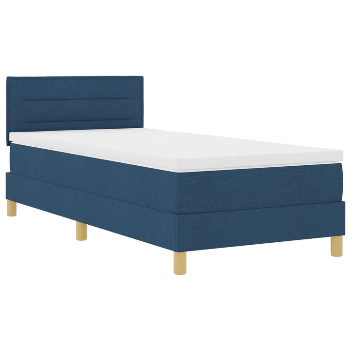 Blå Box Spring Seng med Madras 90x190 cm Stof
