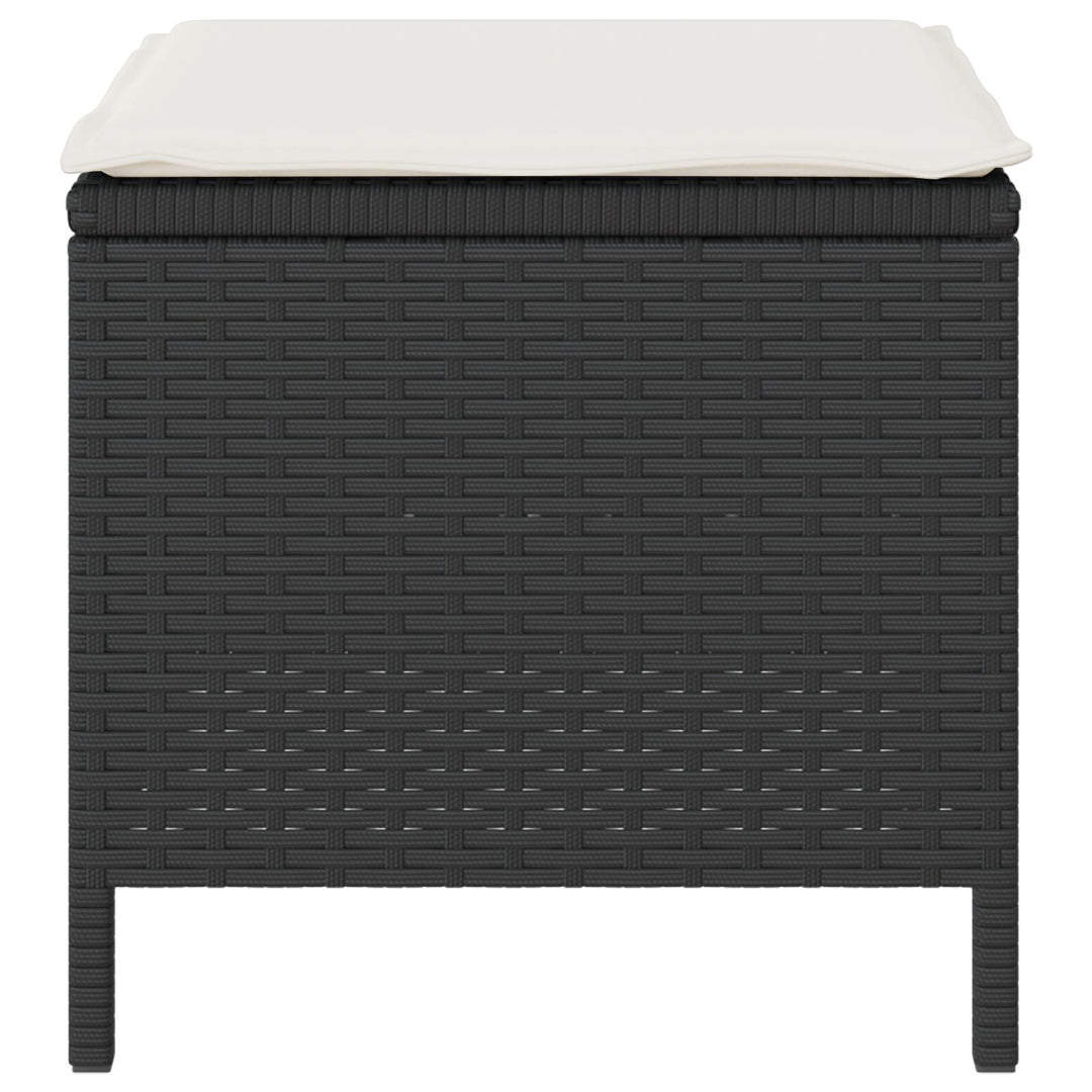 4 Deles Have Spisebord Sæt med Hynder Sort Poly Rattan Akacia