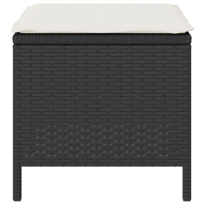 4 Deles Have Spisebord Sæt med Hynder Sort Poly Rattan Akacia