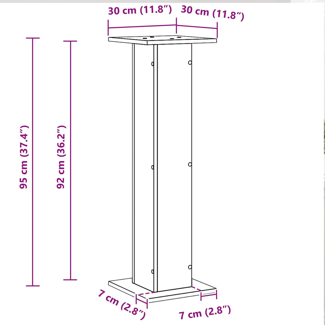 Plante Stativ 2 stk Sort Eg 30x30x95 cm Konstrueret Træ