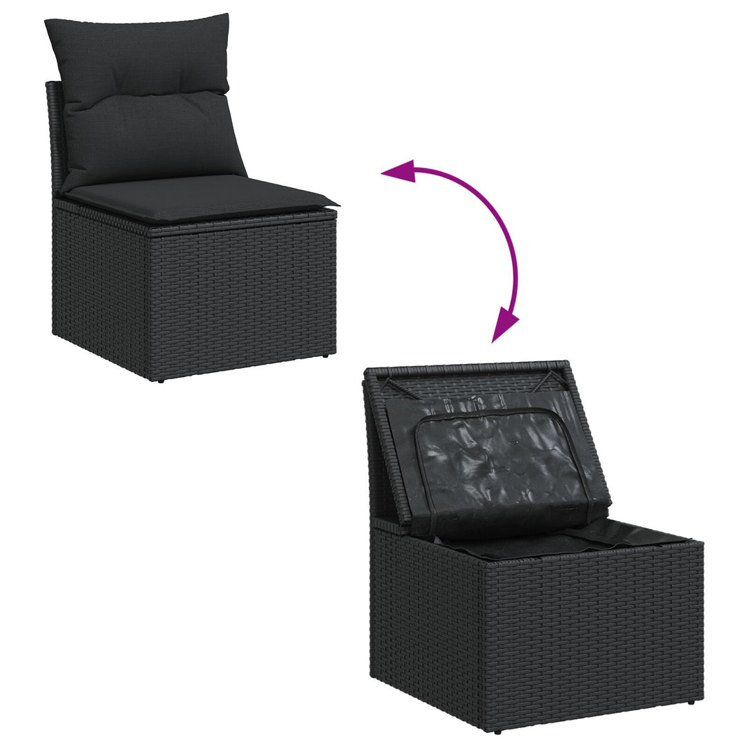 Havemøbel Sofa Sæt Sæt af 7 Sort Rattan Udendørs Sofa Sæt