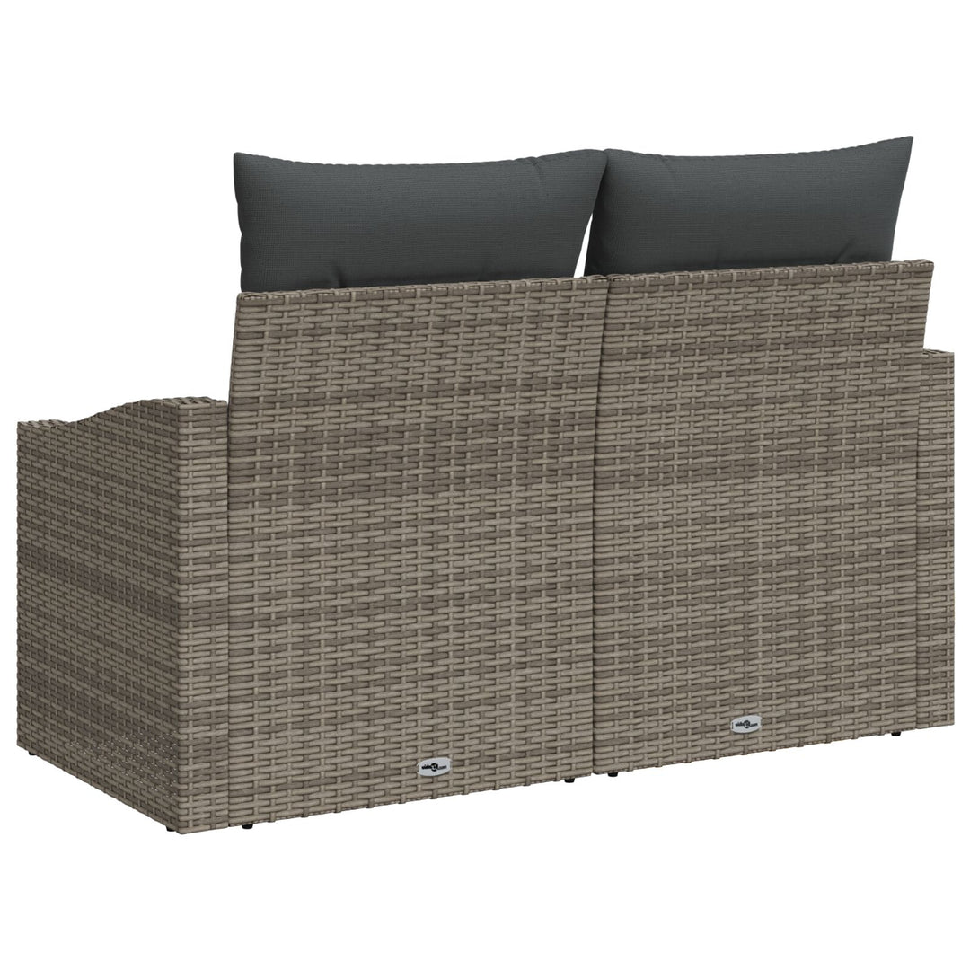 2-personers Have Sofa med Opbevaring & Puder Grå Poly Rattan