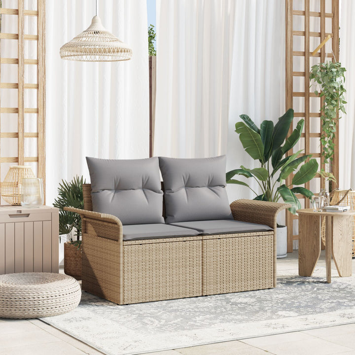 2-personers havensofa med puder Beige poly rattan