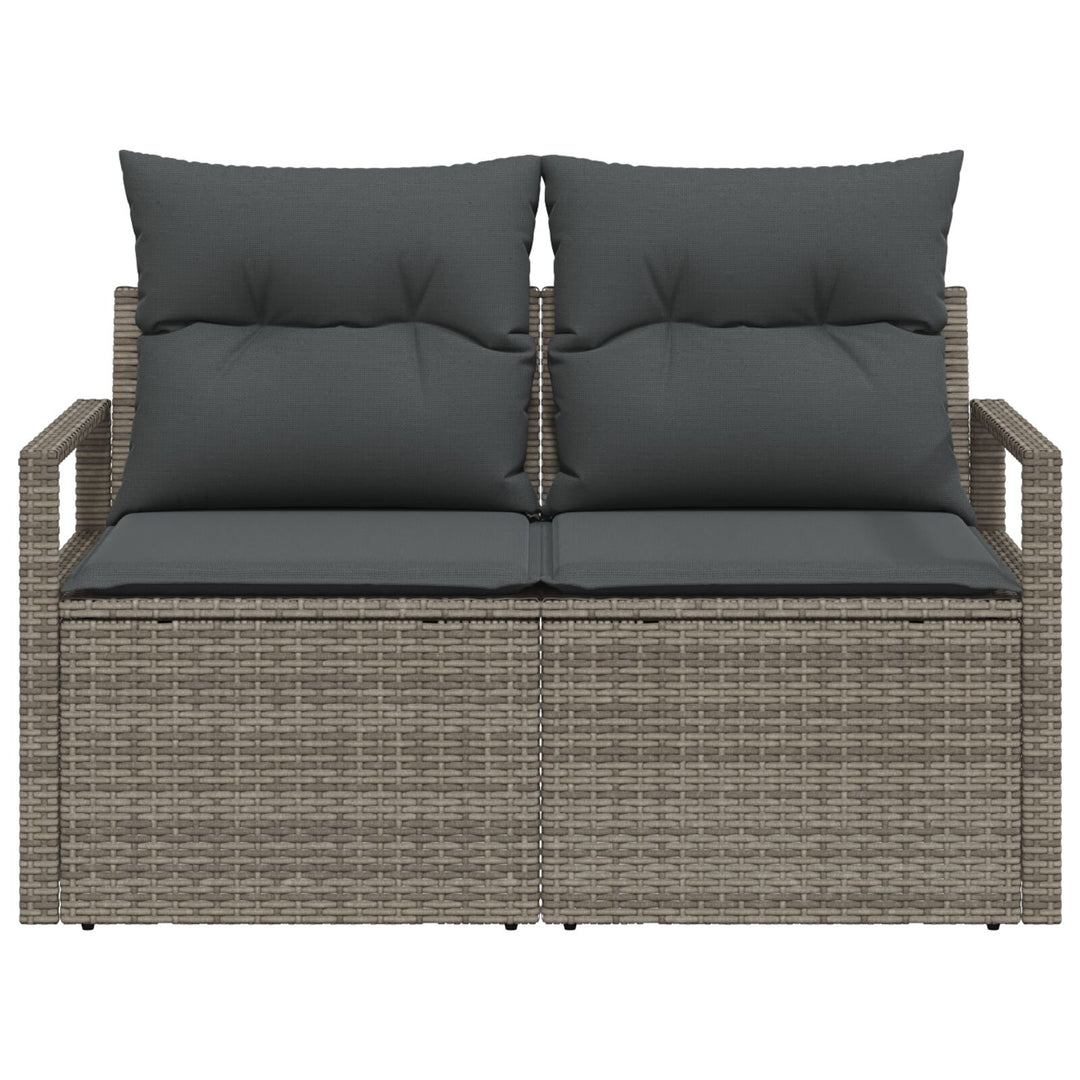 2-personers havnesofa med puder grå poly rattan